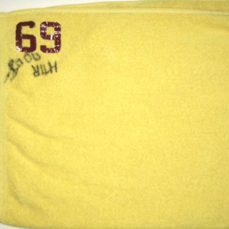 AJ Francis Huge Player Issued Washington Redskins #69 Locker Room Signed “HTTR!” Yellow & Red Oxford Super Blend Towel -Measures 5 x 5 Feet!