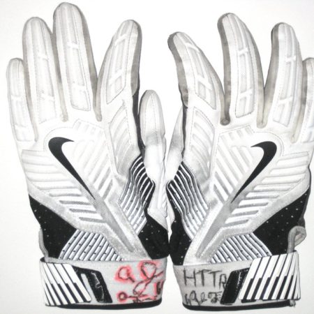 AJ Francis Washington Redskins Practice Worn & Signed White, Black & Silver Nike Gloves