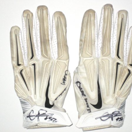 Craig Robertson New Orleans Saints Game Worn & Signed White & Black Nike Superbad Gloves