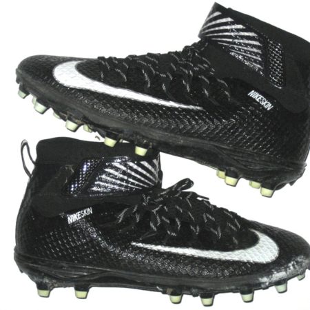 Deon Simon New York Jets Game Used & Signed Black & White Nike Lunarbeast Elite TD Cleats