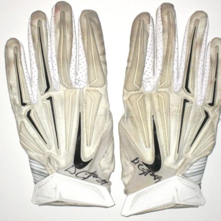 Devon Cajuste Stanford Cardinal Game Worn & Signed White & Silver Nike Superbad 3XL Gloves