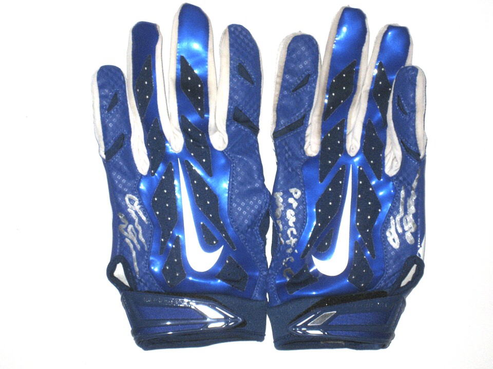 Orleans Darkwa New Giants Practice Worn & Signed Blue & White Vapor Jet Gloves - Big Possessions