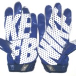 Orleans Darkwa New York Giants Practice Worn & Signed Blue & White Nike Vapor Jet Gloves - Image 6
