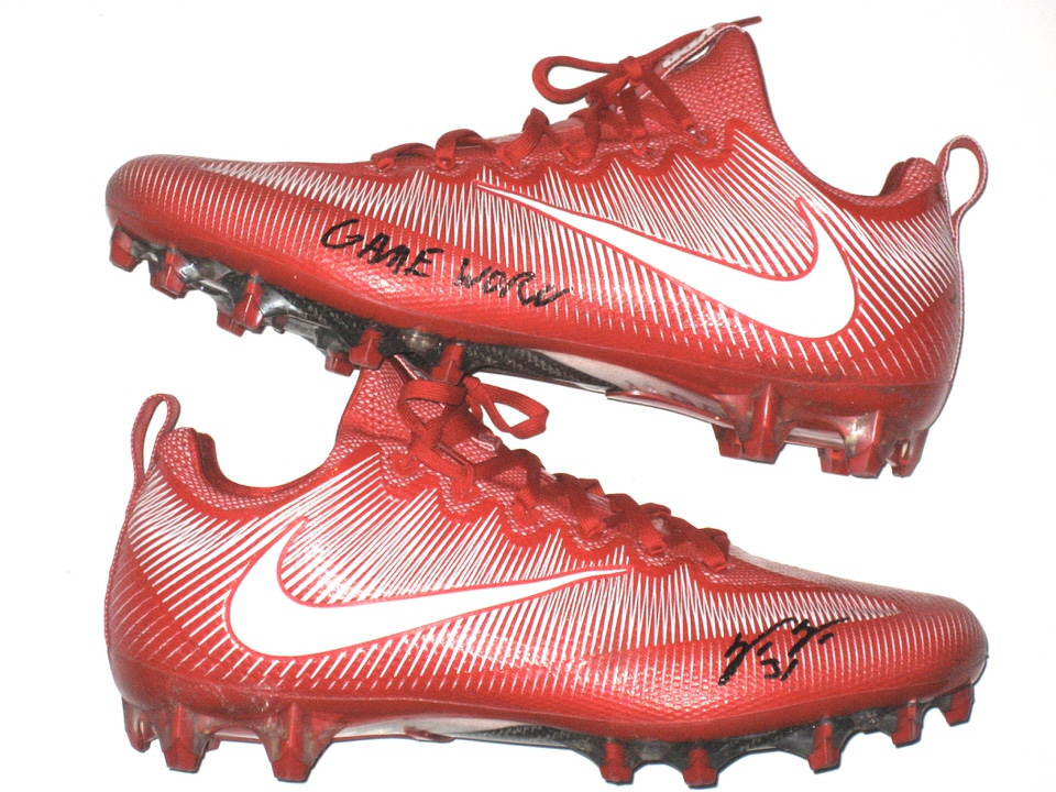 Trevin Wade New York Giants Worn & Signed White & Red Nike Vapor Untouchable Cleats - Dawg Possessions