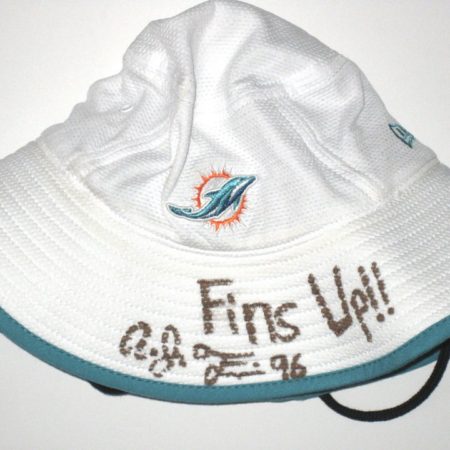 AJ Francis 2015 Training Camp Worn & Signed Official Miami Dolphins Walk-Thru New Era Bucket Hat