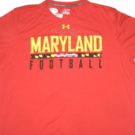 AJ Francis Training Worn & Autographed Maryland Terrapins Football Under Armour 3XL Shirt