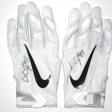 Devon Cajuste Stanford Cardinal Game Worn & Signed White & Silver Nike Vapor 3XL Gloves