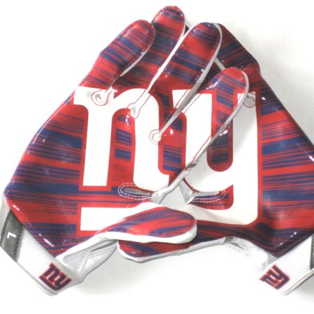 Orleans Darkwa 2016 Game Used & Signed New York Giants Team Logo Nike Vapor Jet Gloves