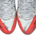 Orleans Darkwa 2016 New York Giants Game Worn & Signed Red, Gray & Blue Nike Alpha Pro Cleats