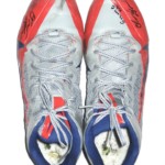 Orleans Darkwa 2016 New York Giants Game Worn & Signed Red, Gray & Blue Nike Alpha Pro Cleats - Image 3