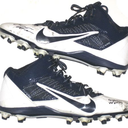 Orleans Darkwa 2016 New York Giants Game Used & Signed White & Blue Nike Alpha Pro Cleats