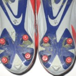 Orleans Darkwa 2016 New York Giants Game Worn & Signed Red, Gray & Blue Nike Alpha Pro Cleats