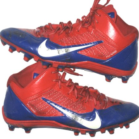 Orleans Darkwa 2016 New York Giants Game Worn & Signed Blue & Red Nike Alpha Pro Cleats