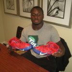 Orleans Darkwa 2016 New York Giants Game Worn & Signed Blue & Red Nike Alpha Pro Cleats - Image 11