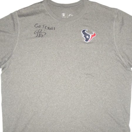 CJ Fiedorowicz 2016 Training Worn & Signed Gray Houston Texans Nike Dri-Fit Shirt