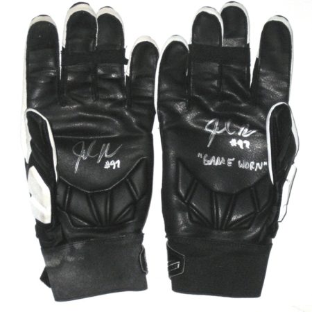 Josh Mauro Arizona Cardinals Game Worn & Signed Black & White Nike Hyperbeast Gloves