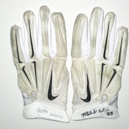 Michael Wilhoite 2015 San Francisco 49ers Game Worn & Signed White & Silver Nike Superbad XL Gloves