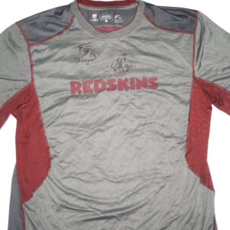 Darrel Young 2014 Practice Worn & Signed Gray & Red Washington Redskins Nike Dri-Fit XL Shirt