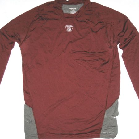 Darrel Young Washington Redskins 2014 Training Worn & Signed Burgundy & Gray Long Sleeve Reebok Shirt