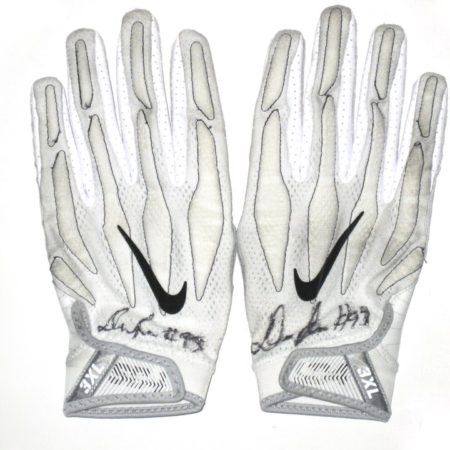 Deon Simon 2016 New York Jets Game Worn & Signed White & Black Nike Superbad 4.0 Gloves