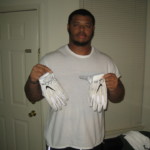 Deon Simon 2016 New York Jets Game Worn & Signed White & Black Nike Superbad 4.0 Gloves