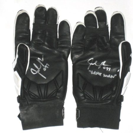 Josh Mauro Arizona Cardinals Game Used & Signed Black & White Nike Hyperbeast XXL Gloves