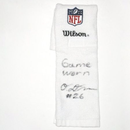Orleans Darkwa 2016 New York Giants Game Worn & Signed Official White Wilson Towel