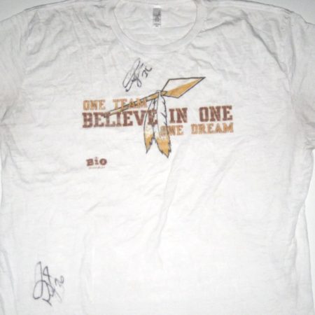 Darrel Young Training Worn & Autographed Washington Redskins ONE TEAM BELIEVE IN ONE DREAM Shirt