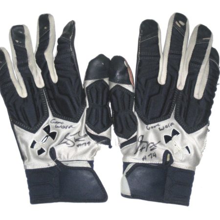 Storm Norton Toledo Rockets Game Worn & Signed Blue & Gray Under Armour Gloves - Great Use!!!