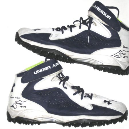 Storm Norton Toledo Rockets Game Used & Signed White & Blue Under Armour Cleats - Size 18