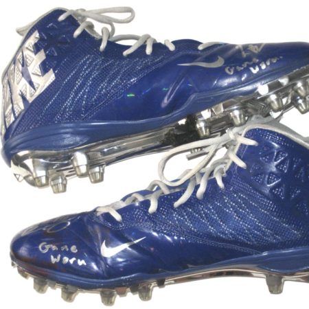 Jay Bromley New York Giants 2015 Game Used & Signed Blue & Silver Nike Cleats