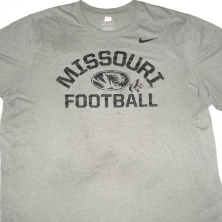 Josh Augusta Player Issued & Signed Gray Missouri Tigers Football #97 Nike Dri-Fit Shirt