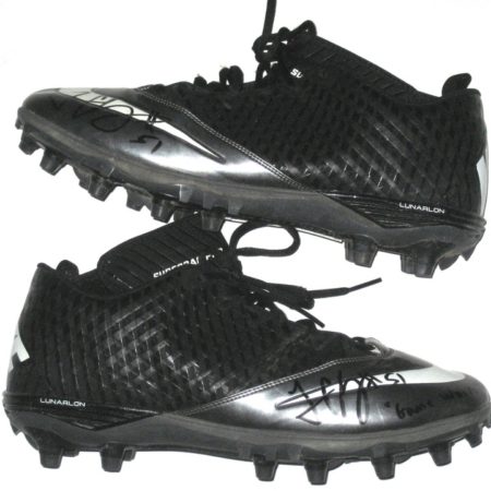 Jamar Chaney Philadelphia Eagles Game Worn & Signed Black & Silver Nike Superbad Cleats