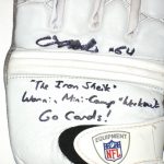 Dean Muhtadi AKA Mojo Rawley Arizona Cardinals 2010 Mini-Camp Worn & Signed White, Black & Gray Nike Gloves - Image 3