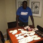 Orleans Darkwa with New York Giants Game Worn & Signed White & Silver Nike Vapor Jet Large Gloves