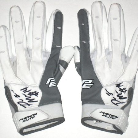 Paul Magloire Arizona Wildcats Game Used & Signed White, Gray & Silver Phenom Elite Gloves