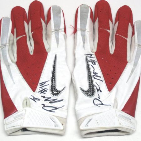 Paul Magloire Arizona Wildcats Game Used & Signed White, Silver & Red Nike Vapor Carbon Gloves