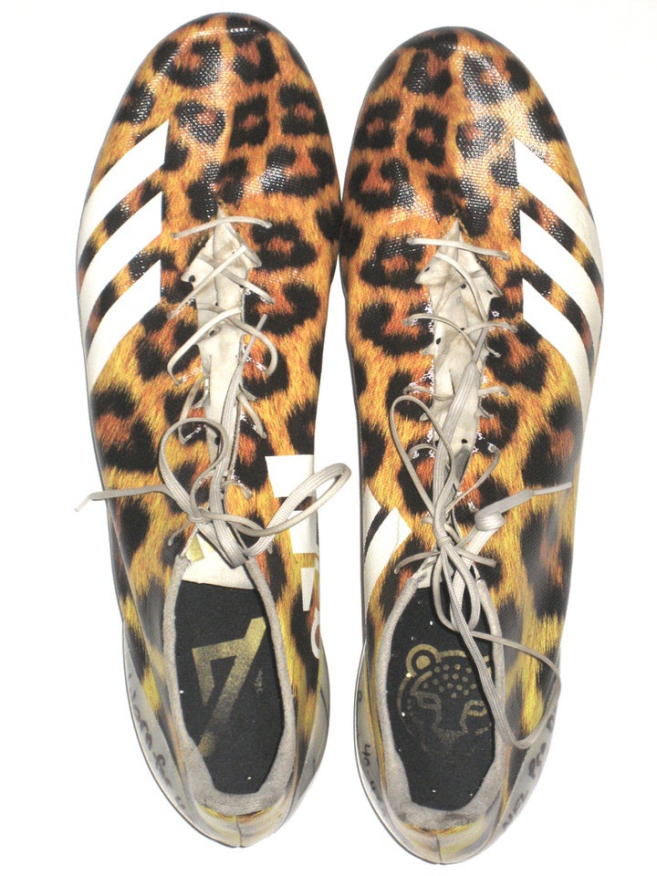 Steven Wroblewski Southern Utah Thunderbirds Pro Day Worn Signed Adidas Adizero 5 Star Uncaged Cheetah Cleats Worn for 40 Yard Dash Big Dawg Possessions