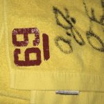 AJ Francis Huge Player Issued Washington Redskins #69 Locker Room Signed Yellow & Red Oxford Super Blend Towel -Measures 5 Feet x 2 1/2 Feet!