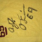 AJ Francis Huge Player Issued Washington Redskins #69 Locker Room Signed Yellow & Red Oxford Super Blend Towel -Measures 5 Feet x 2 1/2 Feet! - Image 2
