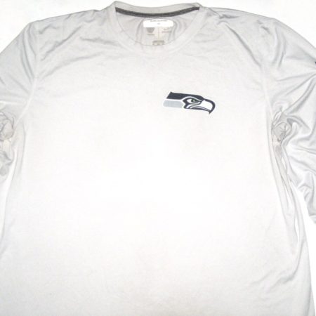AJ Francis Player Issued White Seattle Seahawks #99 Long Sleeve Nike Dri-Fit Shirt