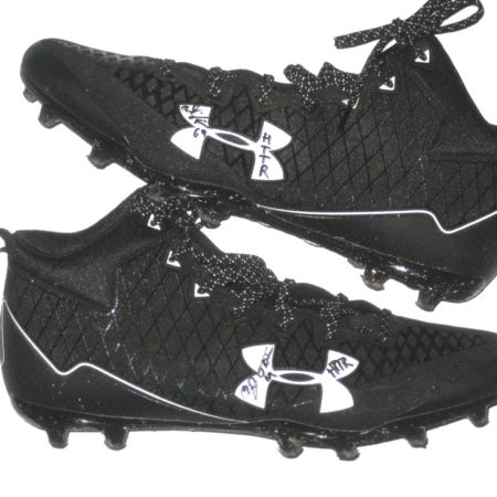 AJ Francis Washington Redskins 2017 Training Camp Worn & Autographed Black & White Under Armour Nitro Cleats