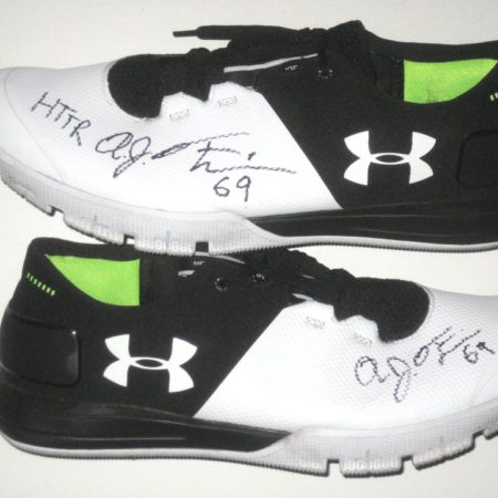 AJ Francis Washington Redskins 2017 Training Camp Worn & Autographed White & Black Under Armour Sneakers - Worn for Lifting!