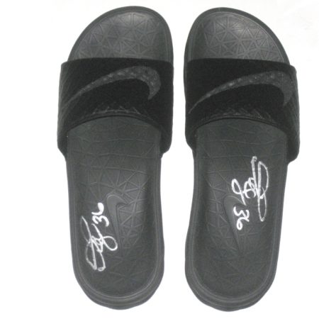 Darrel Young Carolina Panthers Locker Room Worn & Signed Black & Silver Nike Sandals