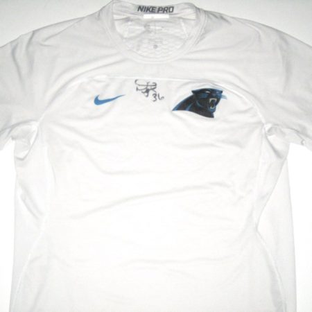 Darrel Young Player Issued & Signed Official Carolina Panthers #36 Nike Pro Shirt