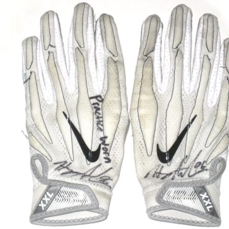 Henry Anderson 2017 Indianapolis Colts Practice Worn & Signed White & Black Nike Gloves
