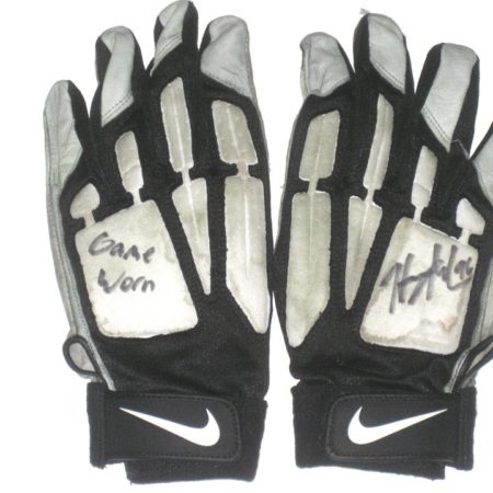 Henry Anderson Indianapolis Colts 2016 Game Worn & Signed White, Gray & Black Nike Gloves - Awesome Use!!!