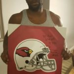 Darren Fells with Autographed & Inscribed Arizona Cardinals Helmet 18 x 24 Canvas Print - From Personal Collection!