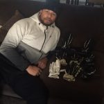 Craig Robertson with New Orleans Saints Game Worn & Signed White & Silver Nike Superbad Gloves