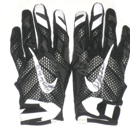 Ironhead Gallon Georgia Southern Eagles 2017 Pro Day Worn & Autographed Black & White Nike Vapor Gloves